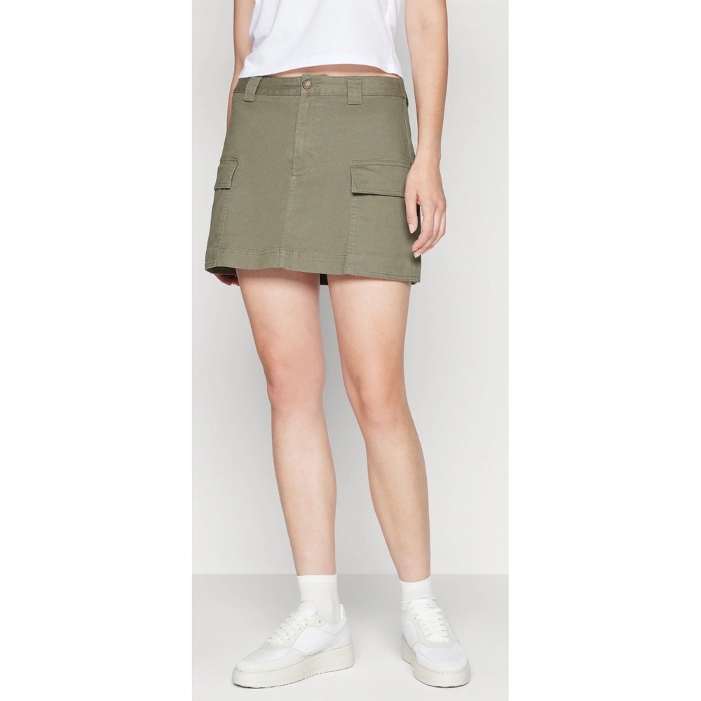 Abercrombie & Fitch Womens Medium Olive Green Cargo Mini Skirt Utility Y2K Army